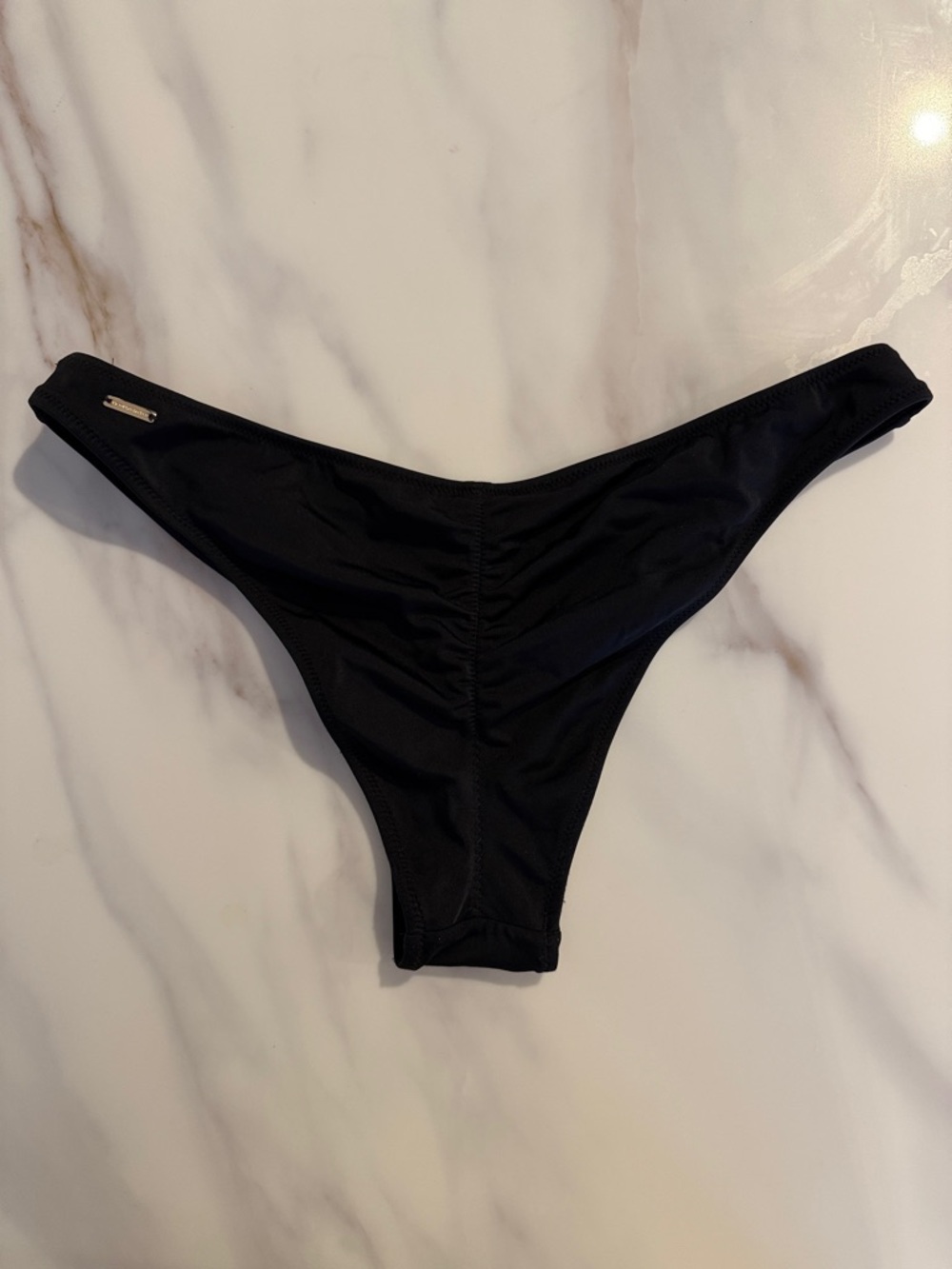Victoria's Secret Cheeky Ruched Back Bikini Bottom Swimwear Medium Black